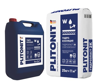 ПЛИТОНИТ ГидроЭласт 2К, комплект 25 кг+8 л, двухкомпонентная эластичная гидроизоляция b884qIZ4j5XYjBi6ll7DC1 - фото 17359