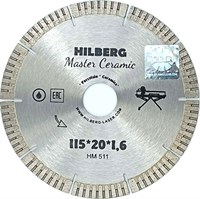 Диск алмазный отрезной 115х1,6х20 Hilberg Master Сeramic HM511